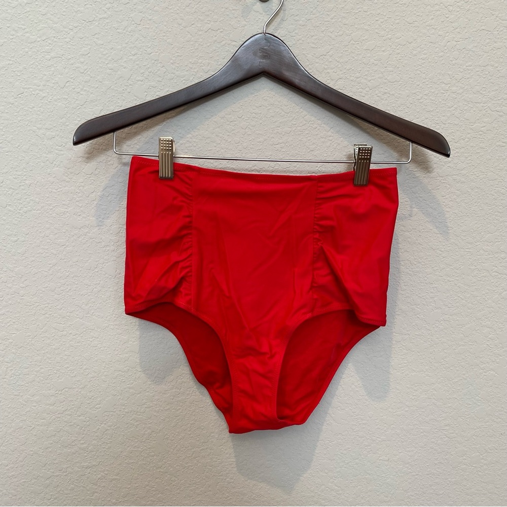 Aerie Red High Waisted Full Coverage Bikini Bottoms Size M